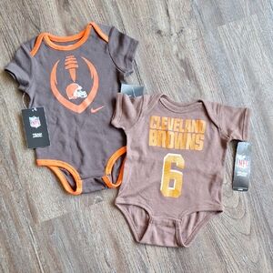 Nwt Nike Cleveland Browns Baby Onsie Lot (2) 0 To 6 M